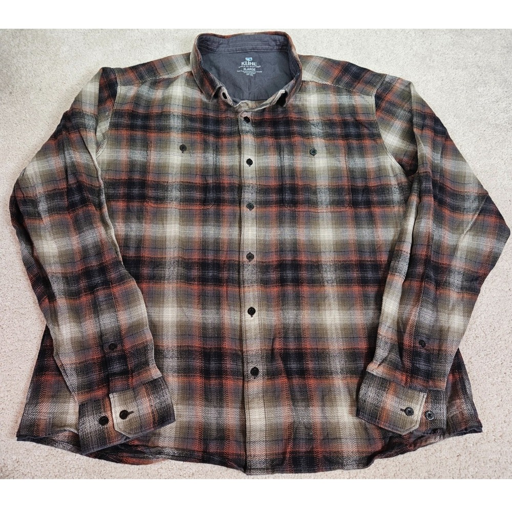 Gorp Rugged Workwear Kuhl Shirt‎ Mens XL Multitonal Plaid Flannel Outdoor Hiking